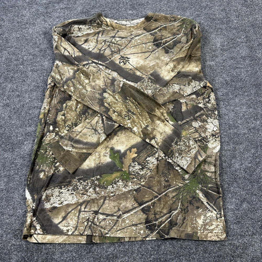 Realtree Shirt Mens Large Brown Long Sleeve Camouflage Hunting Tee Outdoor